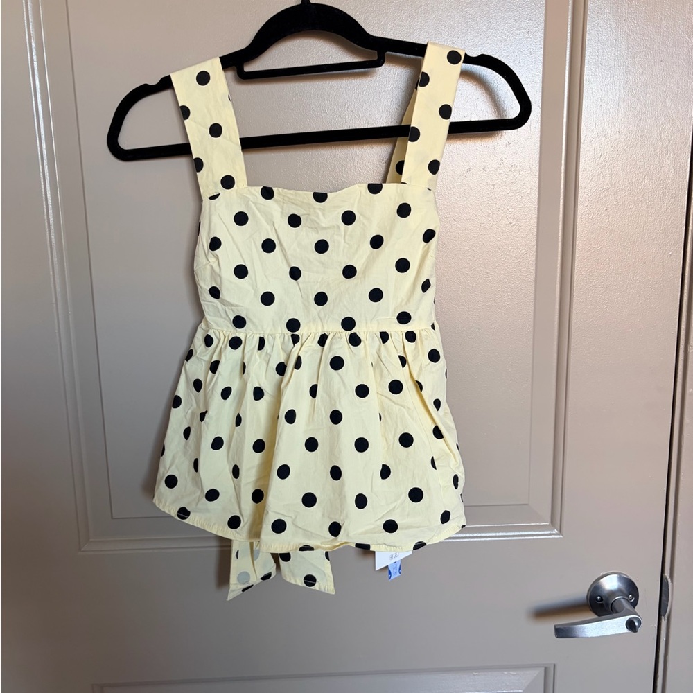 Cider Lemon Sleeveless Top with Black Dots